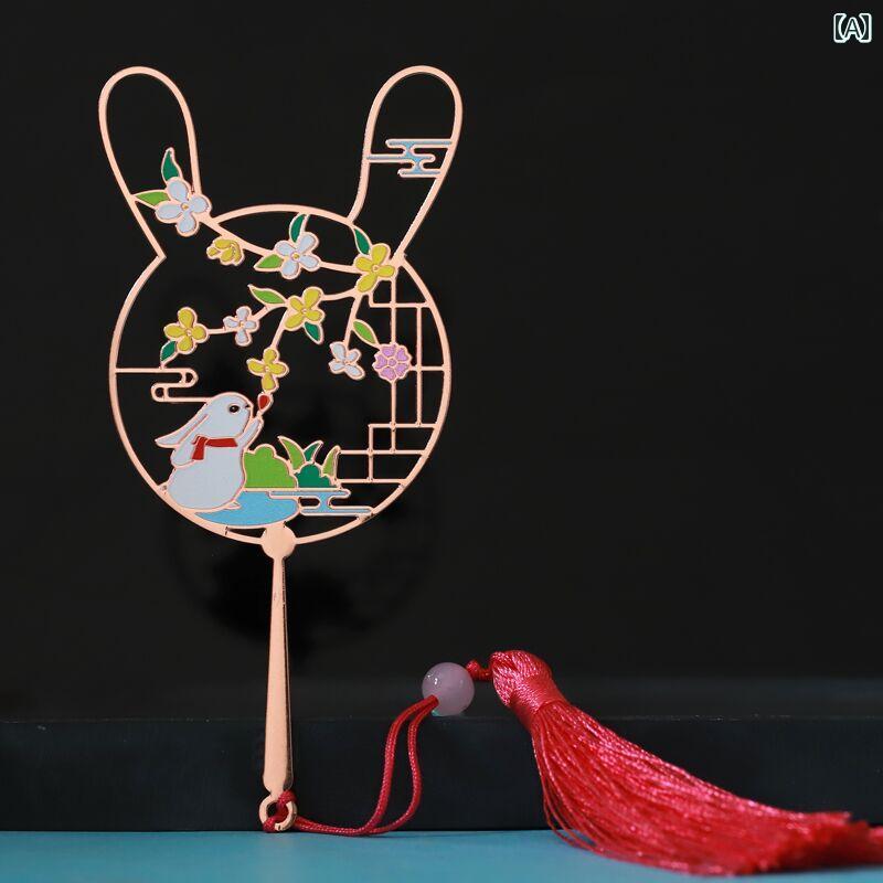 しおり おしゃれ 真鍮 かわいい ウサギ レディース メンズ 文房具 オールシーズン ブック マーク 栞 チャイナ風 銅 贈り物(3)
