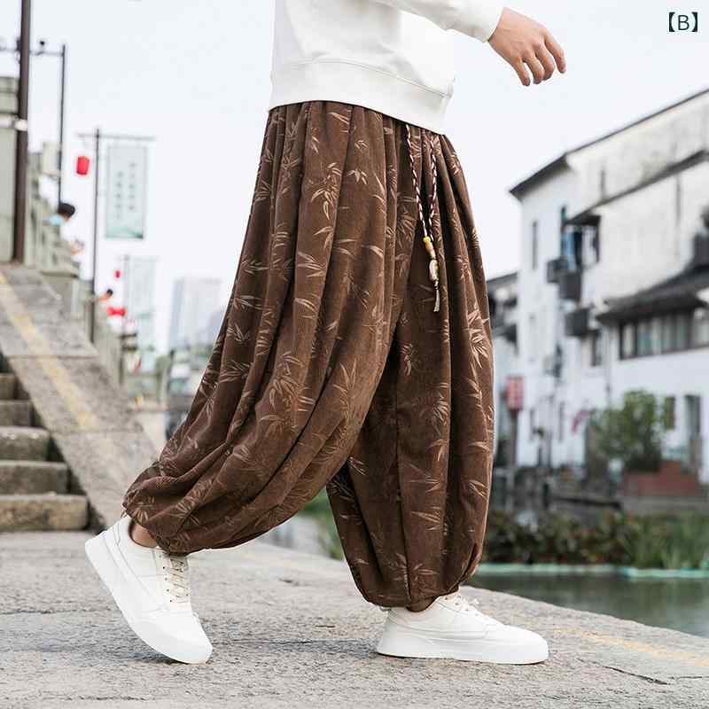 メンズ チャイナテイスト パンツ ズボン 中国 服 ファッション カジュアル 普段着 レトロ ゆったり 快適 男性 大きいサイズ 春秋
