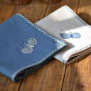 ハンカチ おしゃれ シンプル 刺繍 綿 麻 二重 カップル メンズ レディース プレゼント お揃い 蝶々 バタフライ かわいい