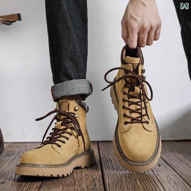 ブーツ メンズ アウトドア ハイキング シューズ ハイカット 厚底 ダッドシューズ レースアップ トレッキング カジュアル 秋冬