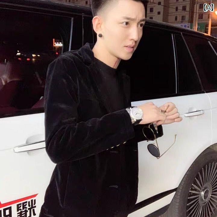 メンズ 男性 ファッション ジャケット トップス フラットカラー ダブルブレスト パーティー エクストラワイド 韓国 オールシーズン