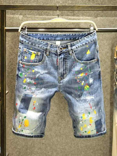 メンズ デニム おしゃれ ハーフパンツ カジュアル 夏 コントラストカラー ショートパンツ ストリート パッチ ジーンズ インク パンツ メンズ デニム おしゃれ ハーフパンツ カジュアル 夏 コントラストカラー ショートパンツ ストリート パッチ ジーンズ インク パンツ
