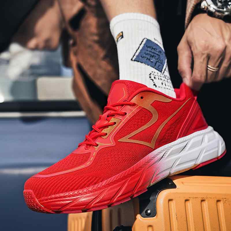 カジュアル シューズ おしゃれ レッド 紳士靴 運動靴 メンズ 中学生 軽量 疲れにくい 衝撃吸収 負担軽減 ランニングシューズ マラソンシューズ