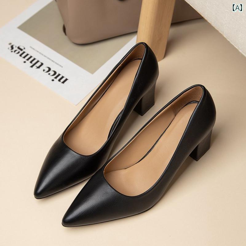 パンプス ヒール ポインテッドトゥ レディース シューズ ファッション シンプル フォーマル カジュアル ビジネス オフィス 通勤 通学 デイリー マルチシーン 春秋