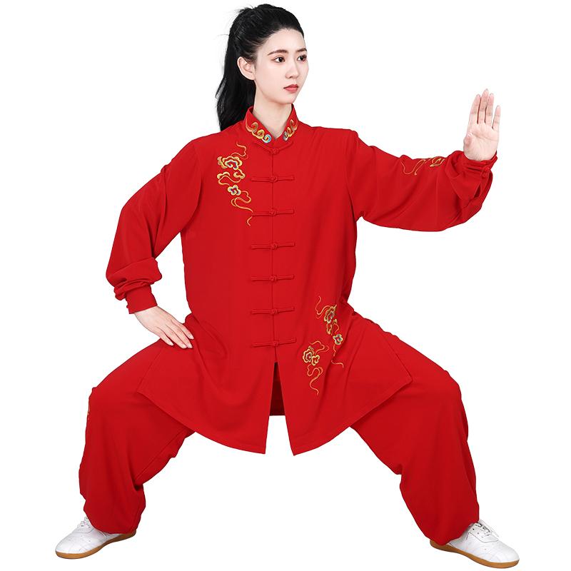 カンフー服 太極拳 体操 スポーツウェア トレーニングウェア コットン 中国 練習 競技 パフォーマンス エレガント メンズ レディース