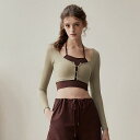フェイク ツーピース ヨガ 服 女性 長袖 胸パッド付き ハイエンド ランニング フィットネス ピラティス トレーニング 服