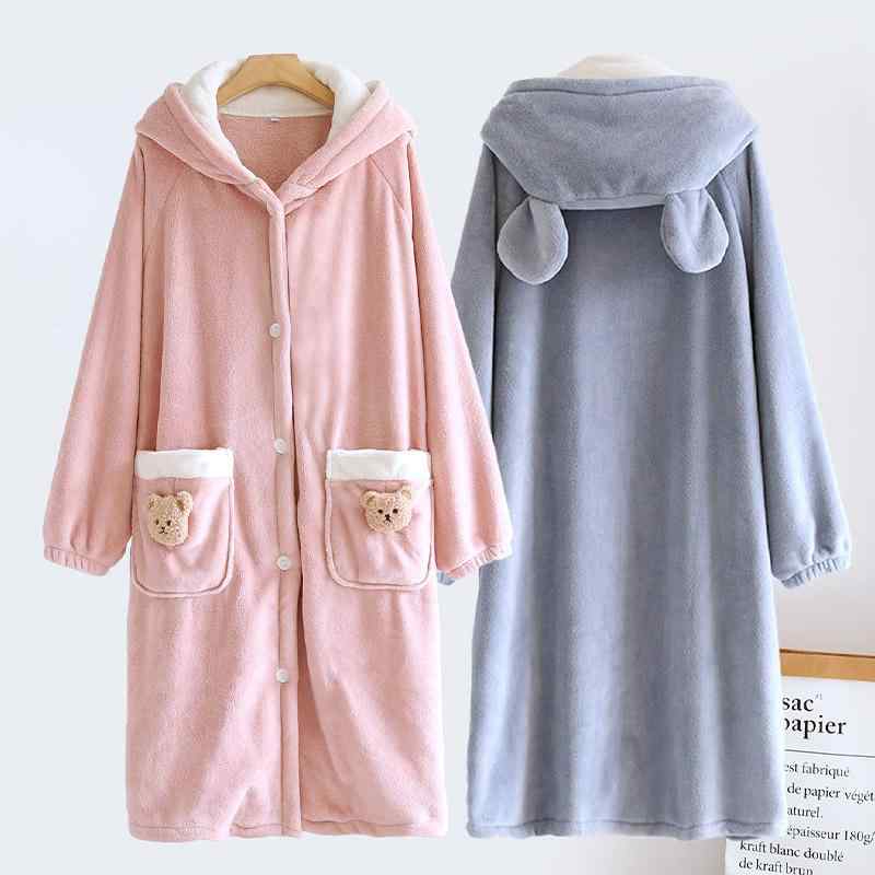 バスローブ ナイトウェア 吸水性 厚手 速乾 ネグリジェ ルーム ガウン ロング マント ホテル 衣料品 女..