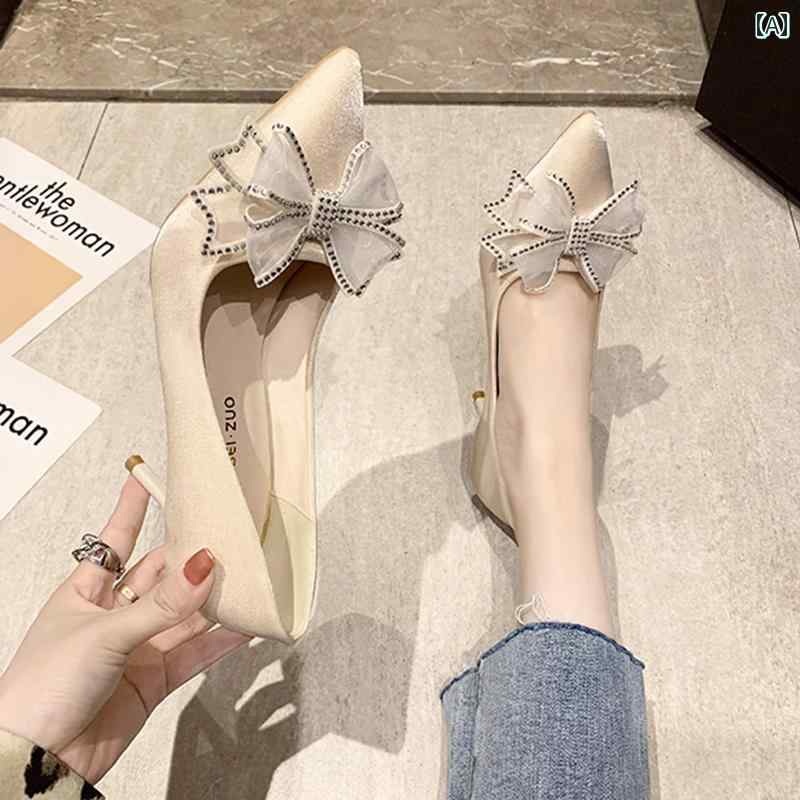 パンプス ハイヒール レディース スティレット ヒール ラインストーン ウェディングシューズ フレンチ ..