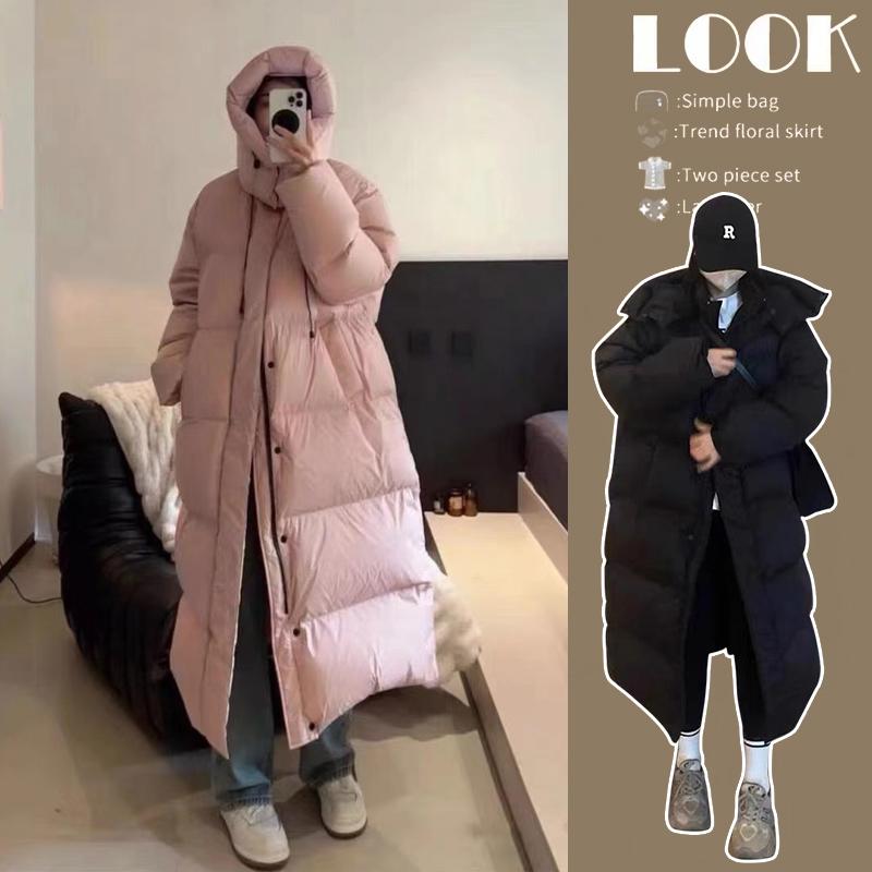 妊婦 綿 コート 冬 韓国 厚手 フード付き ホワイトダックダウン ジャケット 暖かい ロング 膝上 ジャケット マタニティ ファッション ダウン