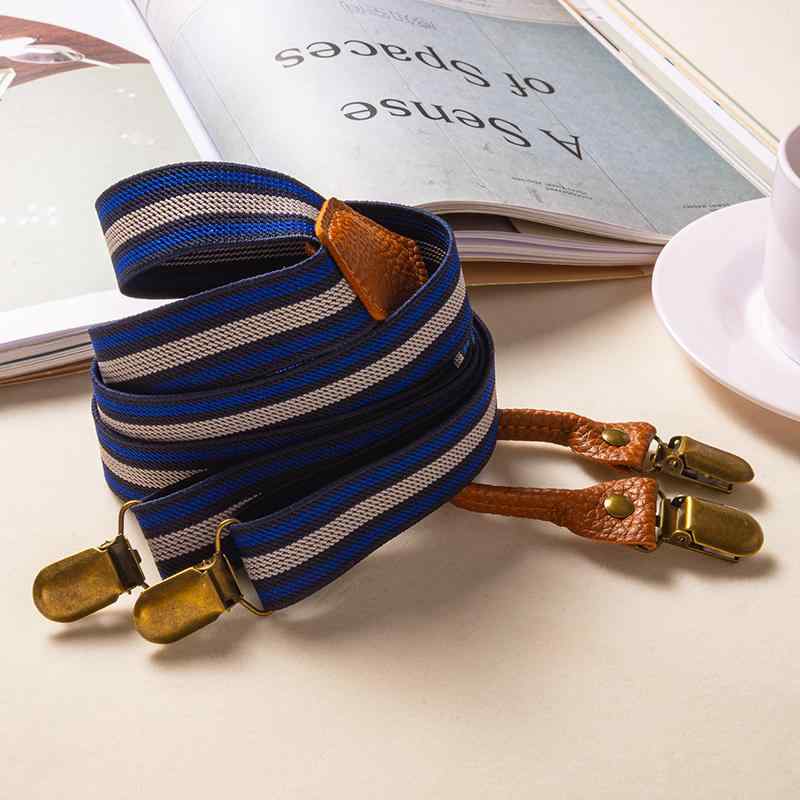 サスペンダー パンツ 吊りベルト ユニセックス レトロ カジュアル ストライプ 万能 ボタン式 男女兼用 軽量 おしゃれ ショルダーストラップ