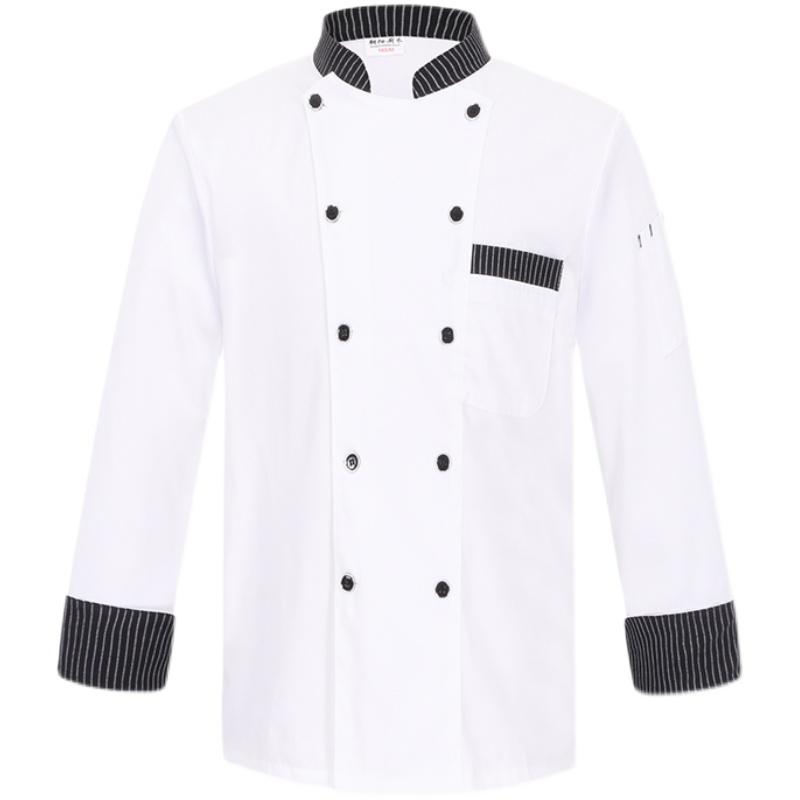 シェフ服 コックコート メンズ 紳士服 仕事着 制服 キッチン 厨房 作業着 業務用 ユニフォーム シャツ トップス エプロン 前掛け セット 秋冬 大きいサイズ 半袖 ストライプ