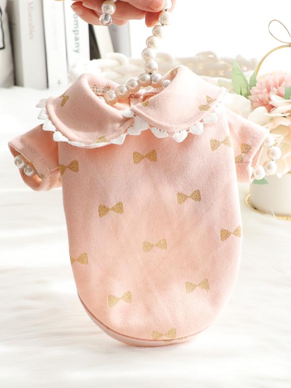 犬服 ドッグ キャット ウェア 春夏 薄手 猫服 プリンセス 優しい ブロンズ ベース フレッシュ 小型 犬 ..