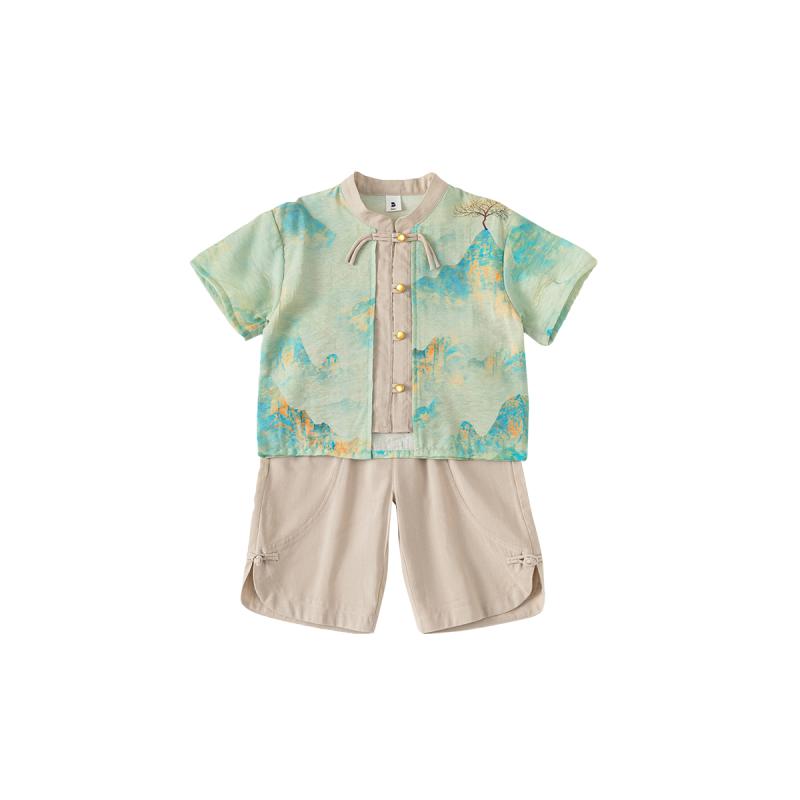 楽天way-ugoキッズファッション トップス シャツ カットソー ツーピース セット ショート パンツ ズボン 半袖 かわいい カジュアル チャイナ風 韓服 衣料品 子供 夏