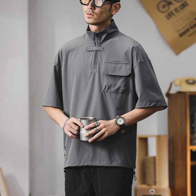 ポロシャツ メンズ アメリカ ワークウェア 半袖 夏 ルース 冷感 速乾 カジュアル Tシャツ ゆったり フ..