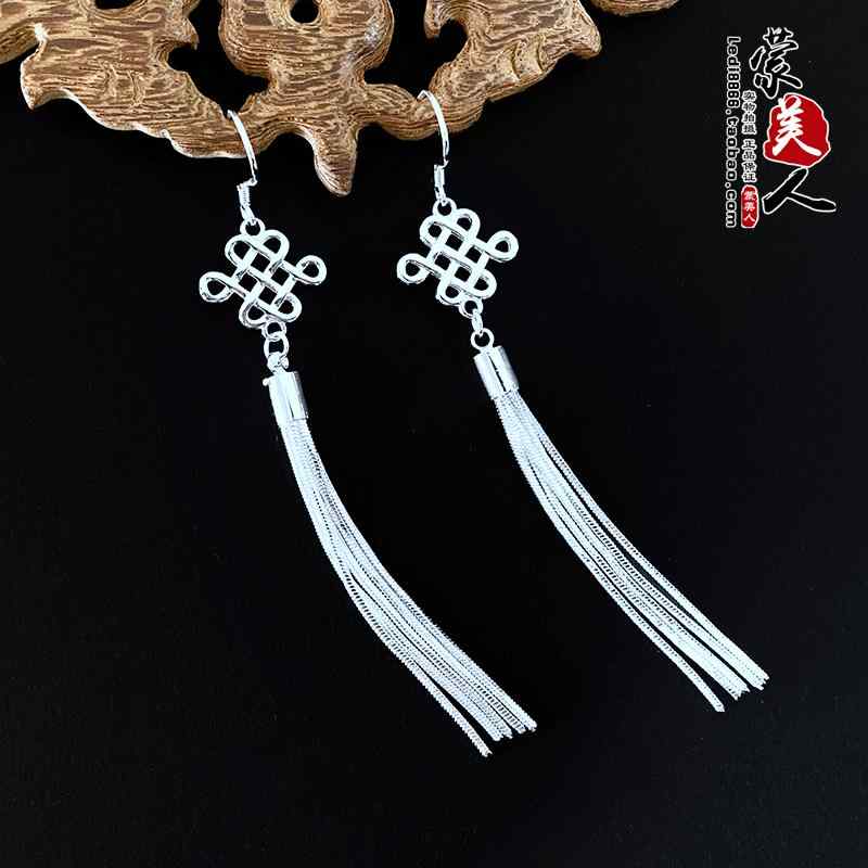 エスニック ピアス イヤリング シルバー レディース レトロ ロング タッセル 低刺激性 モンゴル ローブ..