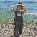 オーバーオール サロペット パンツ つなぎ レディース カジュアル 春夏 薄手 韓国 ストリート グリーン ブラック ピンク