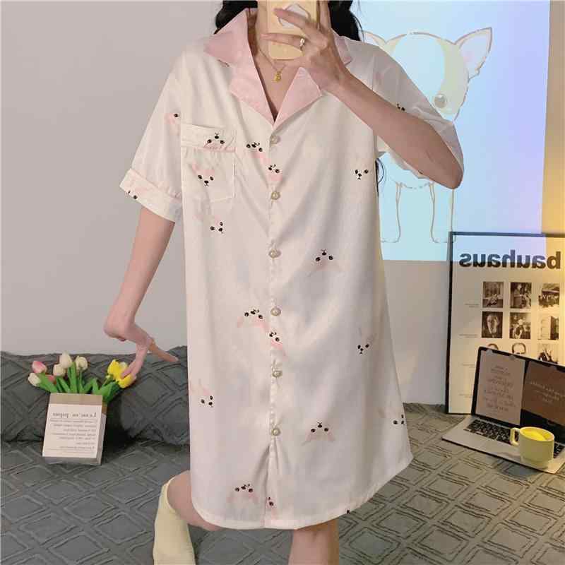 レディース セクシー ネグリジェ かわいい お泊り 冷感 ネグリジェ 夏 半袖 リトルドッグ 魅惑的 シャ..