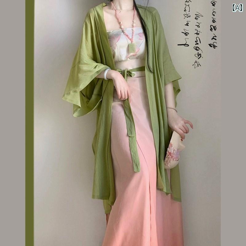 民族衣装 コスプレ レディース 写真 撮影 チャイナ風 漢 スーツ 夏 トップス スカート セットアップ ガ..