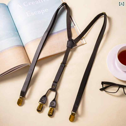 サスペンダー パンツ 吊りベルト ユニセックス フレンチ レトロ シンプル PU レザー ズボン 滑り止め クリップ ショルダーストラップ サスペンダー パンツ 吊りベルト ユニセックス フレンチ レトロ シンプル PU レザー ズボン 滑り止め クリップ ショルダーストラップ