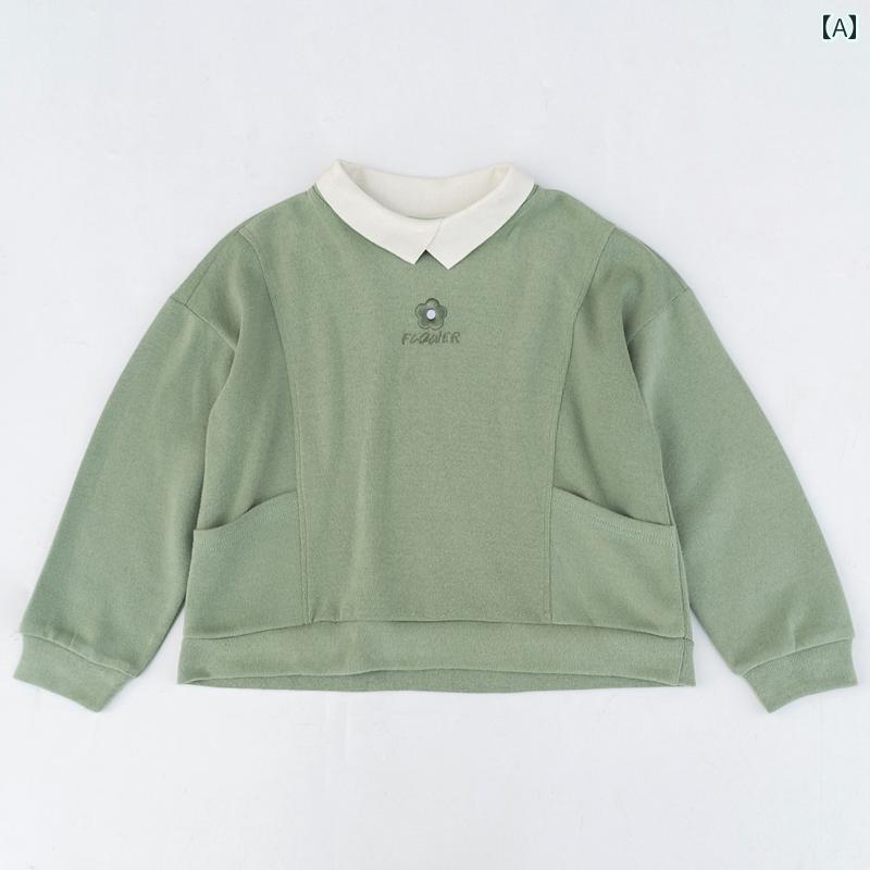 楽天way-ugoキッズ 韓国 トップス パンツ プルオーバー 春秋 綿 コットン スパンデックス 子供用 大きいサイズ 女児 レディース