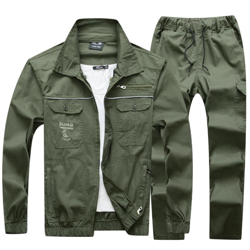 作業着 上下セット 夏 スーツ メンズ 薄手 綿 電気 溶接 熱傷 防止 耐摩耗 迷彩 労働 保護 服 カモフラ柄