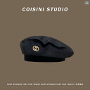 帽子 レトロ ベルトバックル 黒 ベレー帽 レディース 秋 カジュアル レター 刺繍 ゼブラ柄 ペインター ハット ユニセックス