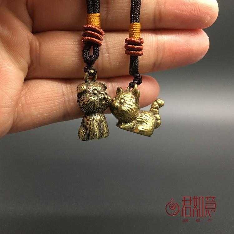 中国風 アクセサリー 置き物 真鍮 子猫 ミニ飾り フェイク ブロンズ かわいい形 子猫 ペンダント 小さい 銅 猫 動物 キーホルダー