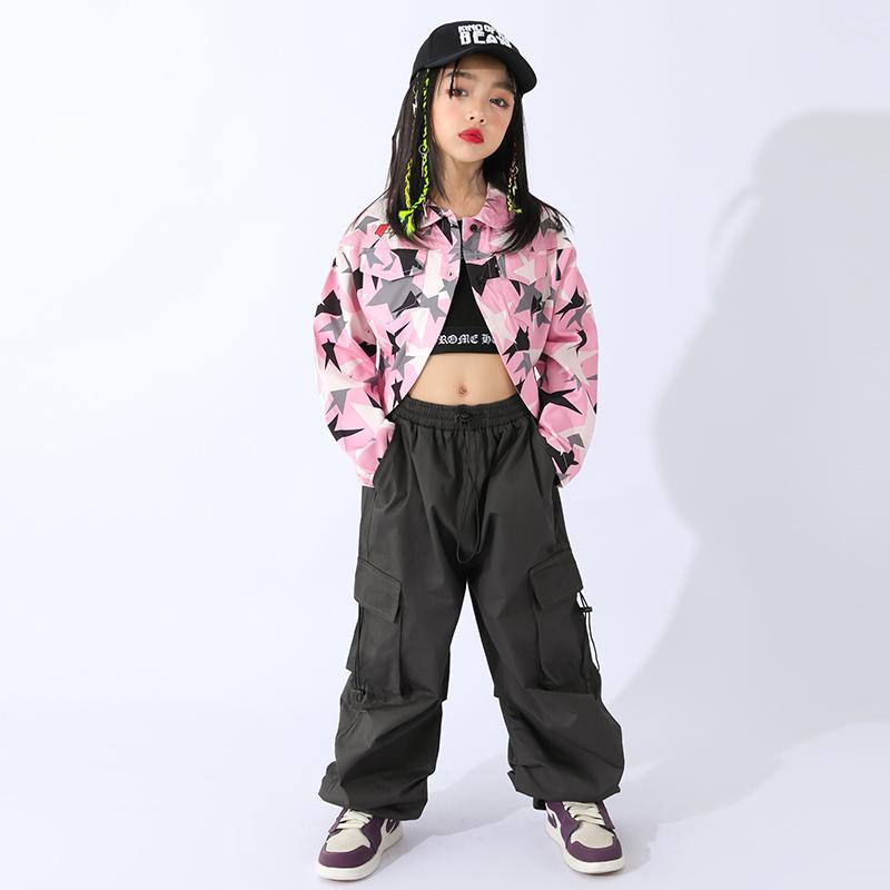 キッズ ストリート ファッション セットアップ 子供服 ヒップ ホップ クール ダンス パフォーマンス 衣装 ユニセックス 韓国