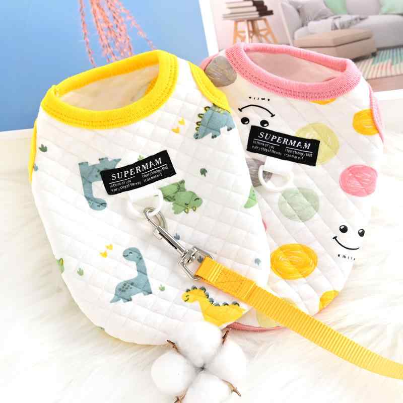 ペット ウェア 犬 猫 服 小型犬 チワワ ビション テディ 春秋冬 牽引ロープ付き リード付き 暖かい 綿 ベスト カジュアル かわいい