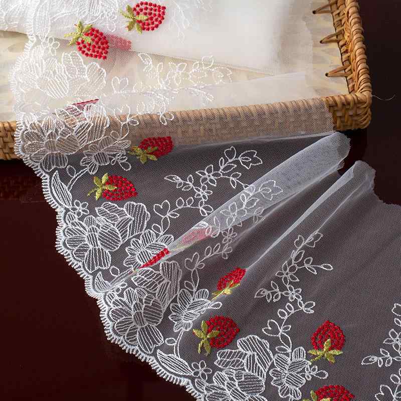 生地 455cm DIY 洋裁 手芸用品 アクセサリー ポリエステル イチゴ メッシュ レース カーテン 布 装飾 材料 素材