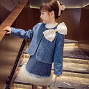 キッズファッション ツーピース セット ショート スカート 長袖 かわいい シャツ ジャケット エレガント 普段着 子供 冬