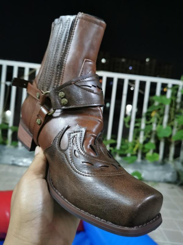 アメリカン レザーブーツ メンズ パンク風 レトロ クール ブーツ ブリティッシュ メンズジーンズブーツ..