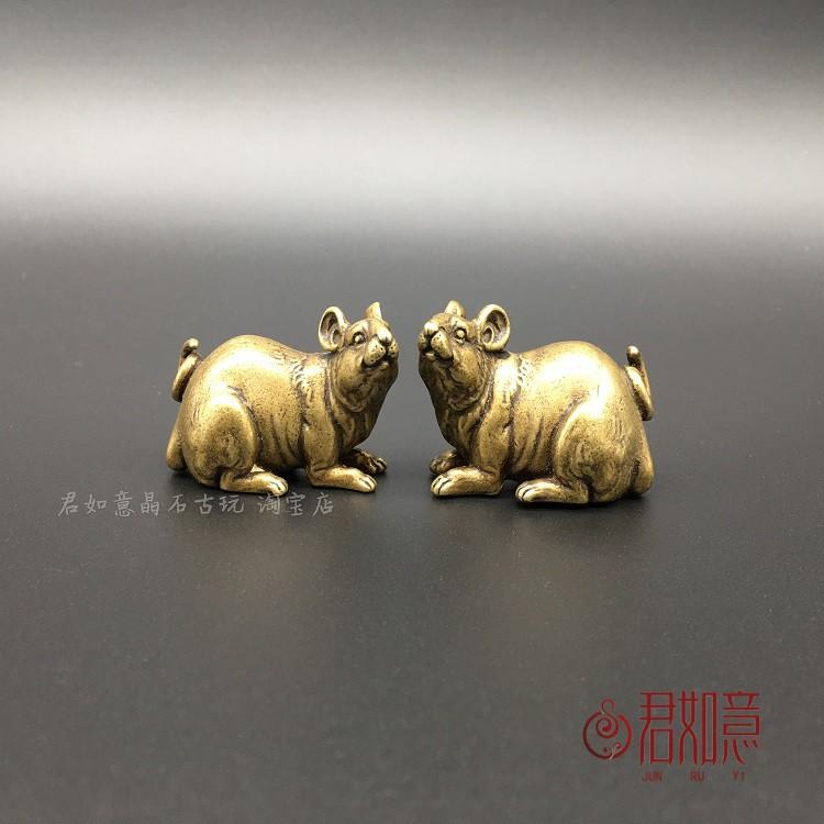 中国風 アクセサリー 置き物 一対 銅製 干支 ネズミ 真鍮製 銅製 ネズミ 小さい ネズミ 銅製 干支 動物 銅製 ネズミ