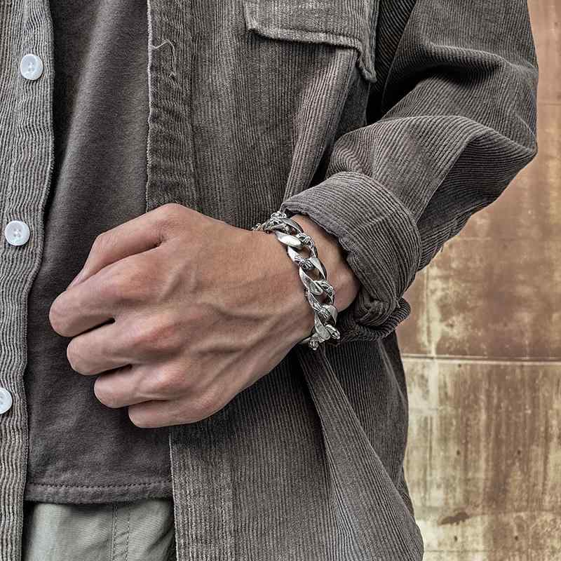 ブレスレット 個性的 スター リング シルバー クルセイダーズ フラワー 15センチ 厚 ブレスレット メンズ 同じ ファッション パンク 誇張 ギフト 彼氏