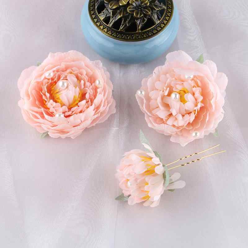 レディース アクセサリー レトロ 衣装 漢服 シルク 頭飾り アンティーク 写真 ヘアアクセサリー ヘアピン パール 牡丹 スーツ 唐風 フォト セット