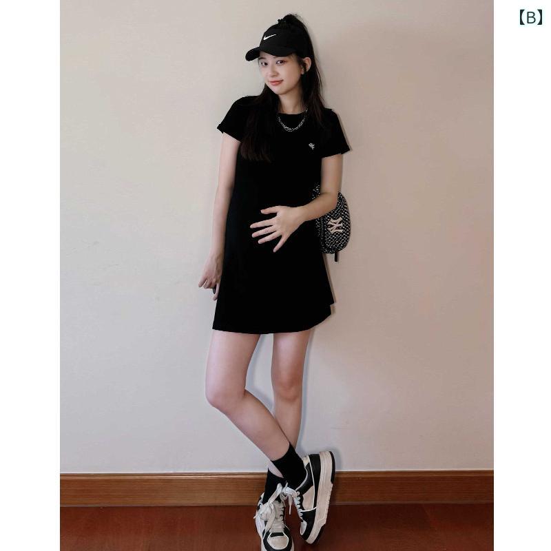 ワンピース マタニティ 夏 半袖 サマーワンピ ラウンドネック 普段着 Tシャツ風ドレス レディース エレガント おしゃれ 柔らかい