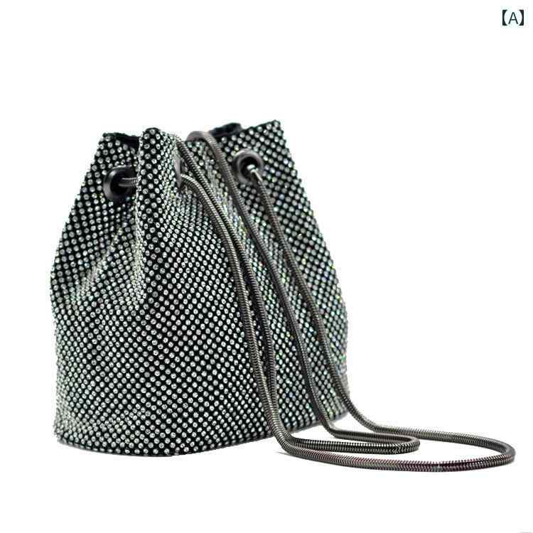 レディース バッグ ファッション スパンコール ラトーン ディナーバッグ イブニングバッグ バンケット ネット バケットバッグ 女性用 巾着