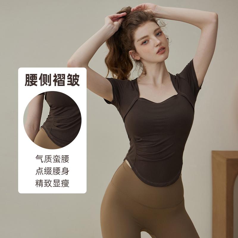 レディース ヨガ 服 夏 ハイエンド ランニング スポーツ 半袖 プロ ピラティス トレーニング 服 フィットネス トップス アウトドア