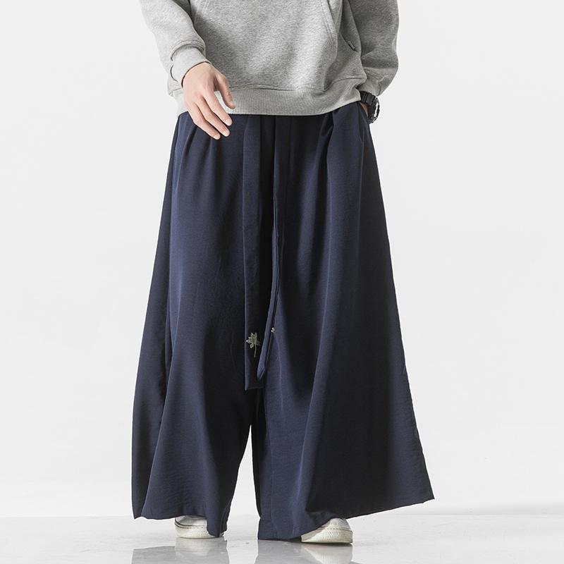 メンズ ファッション パンツ ズボン レギンス キュロット ロング レトロ ストレート チャイナ風 唐装 男性 漢服 カジュアル 秋