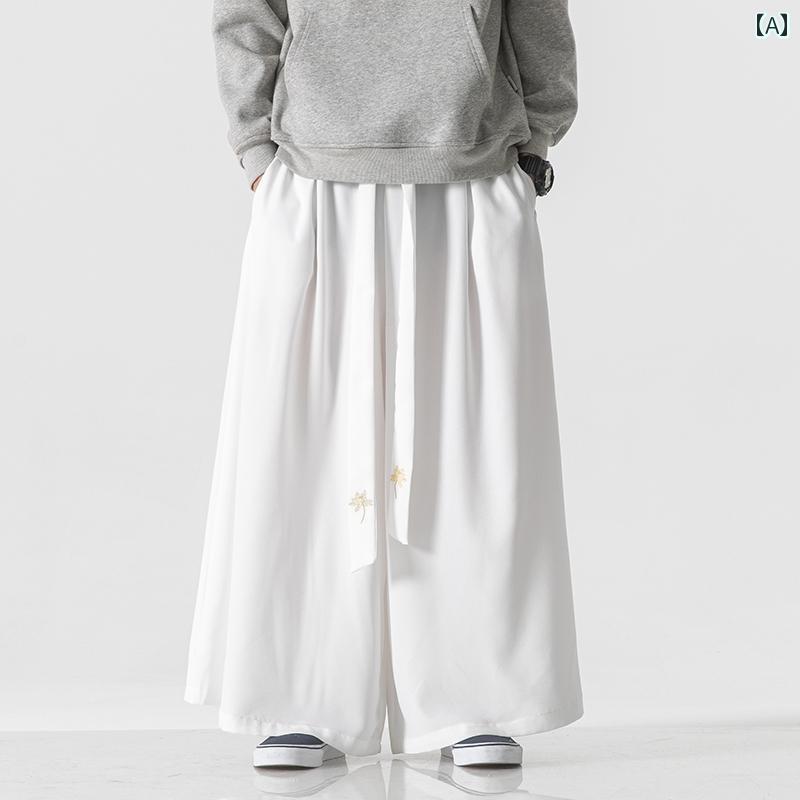 メンズ ファッション パンツ ズボン レギンス キュロット ロング レトロ ストレート チャイナ風 唐装 男性 漢服 カジュアル 秋