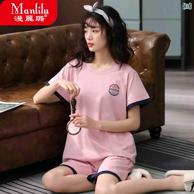 モーダル パジャマ 女性 夏 半袖 ショート パンツ コットンシルク ホーム サービス 女の子 夏 スポーツ スーツ ラウンドネック プルオーバー