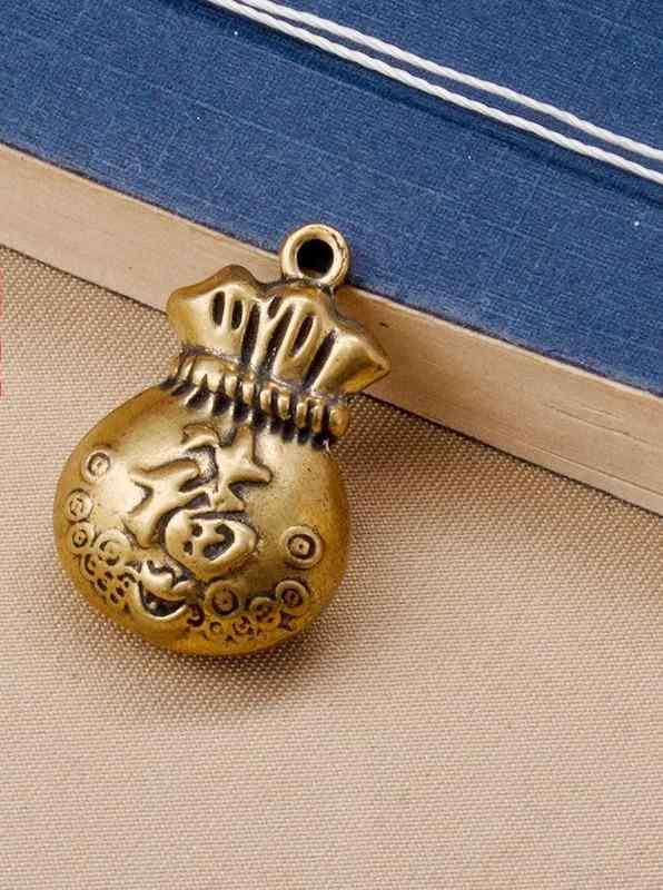 中国風 アクセサリー 置き物 真鍮 キーホルダー 銅 マネー バッグ バッグ 車 キー ペンダント フォーチュン マネー バッグ ペンダント メンズ レディース