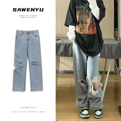 ファッション アメリカン ストリート カット パンツ 九分丈 個性 ビッグ ホール ジーンズ メンズ ズボン デニム 夏 ファッション アメリカン ストリート カット パンツ 九分丈 個性 ビッグ ホール ジーンズ メンズ ズボン デニム 夏