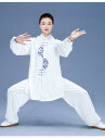 太極拳 服 レディース メンズ 夏 長袖 上下セット ミドル丈 練習 パフォーマンス カンフー 武術 通気性 柔らかい 快適 ポケット付 リネン カジュアル 大...