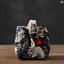 茶道具 収納袋 バッグ 手提げ 巾着 ポーチ 御物袋 布 ブロケード 刺繍 厚手 ティーカップ 湯呑 急須 コップ 茶碗 容器 持ち運び ポータブル 雑貨 アク...