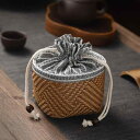 茶道具 収納袋 バッグ 手提げ 巾着 ポーチ 御物袋 布 刺繍 厚手 編み ティーカップ ポット 湯呑 急須 コップ 茶碗 容器 持ち運び ポータブル 雑貨 ア...