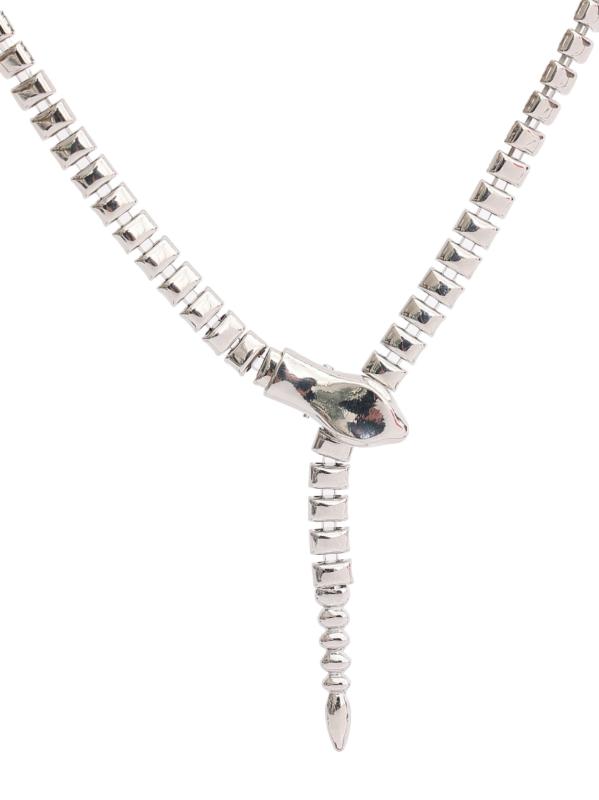 蛇 モチーフ アクセサリー 韓国 レディース スネーク ヘビ ネックレス ペンダント チョーカー 装飾 ロング 個性的 シンプル ユニーク メタル シルバー