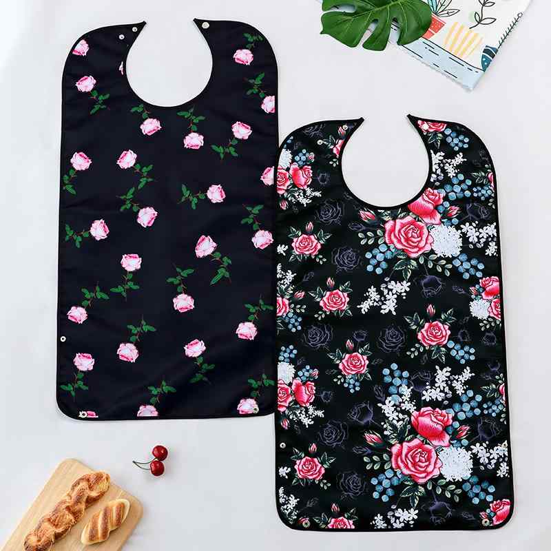 介護用エプロン 食事 大人 高齢者 シニア レディース 通気性 防水 耐油 施設 老人ホーム 入院 食べこぼし キャッチ 大きめ おしゃれ 花柄 ドット