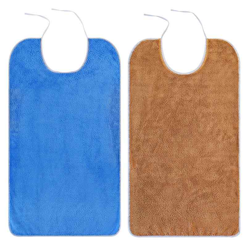 介護用エプロン 食事 大人 高齢者 シニア 男女兼用 軽量 通気性 吸水性 洗濯機可能 施設 老人ホーム 入院 シンプル 無地 青 茶色