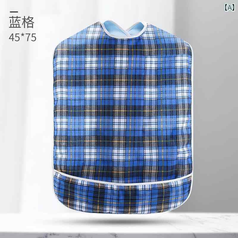 介護用エプロン 食事 大人 高齢者 シニア 男女兼用 通気性 防水 耐油 施設 老人ホーム 入院 食べこぼし キャッチ おしゃれ チェック柄 赤 青